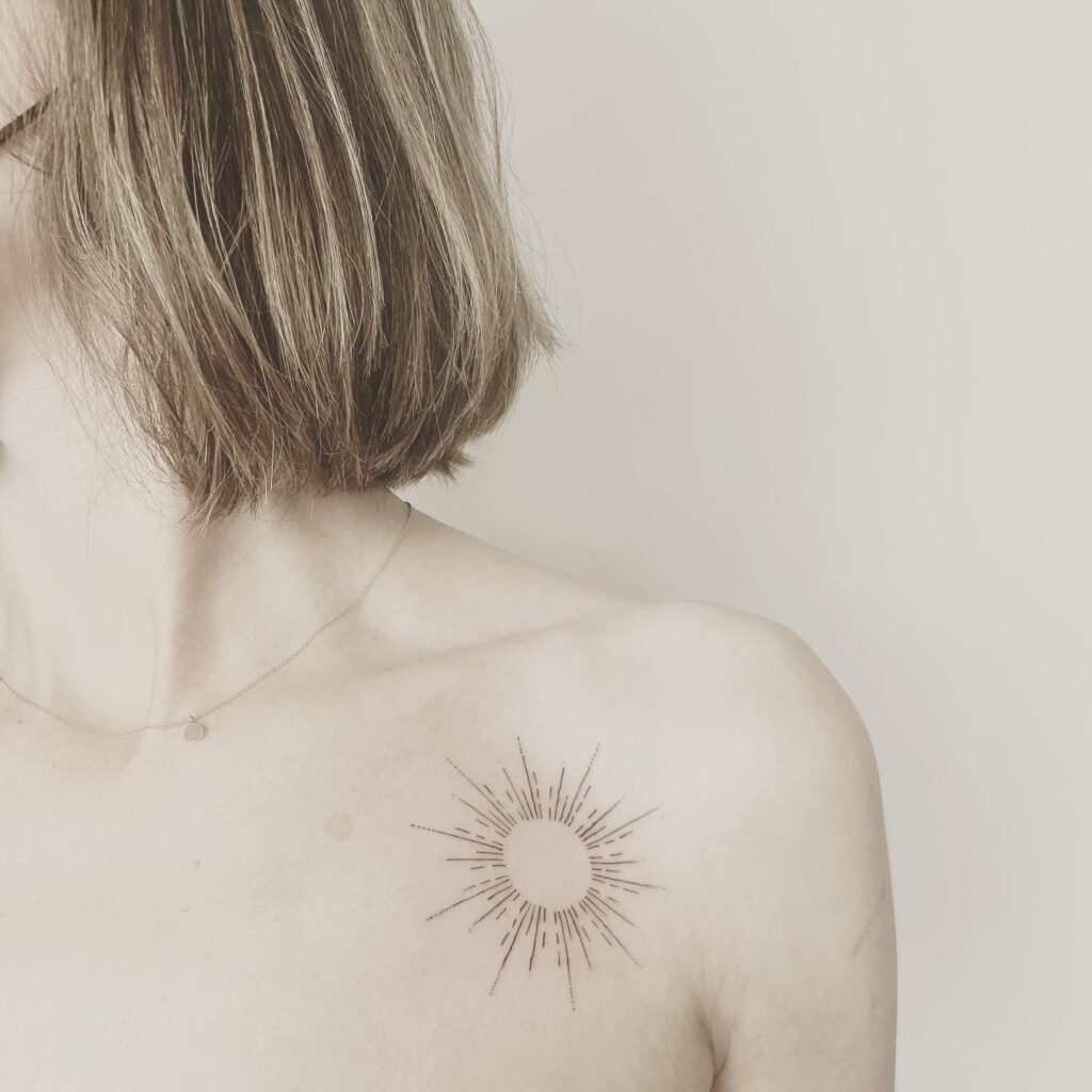 sun sonne tattoo finelines zürich dotwork
