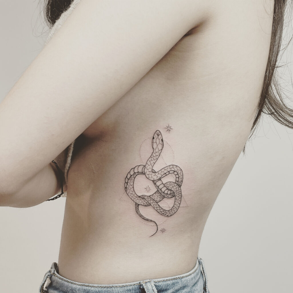 Snake schlange minimalistic and finelines tattoo Zürich