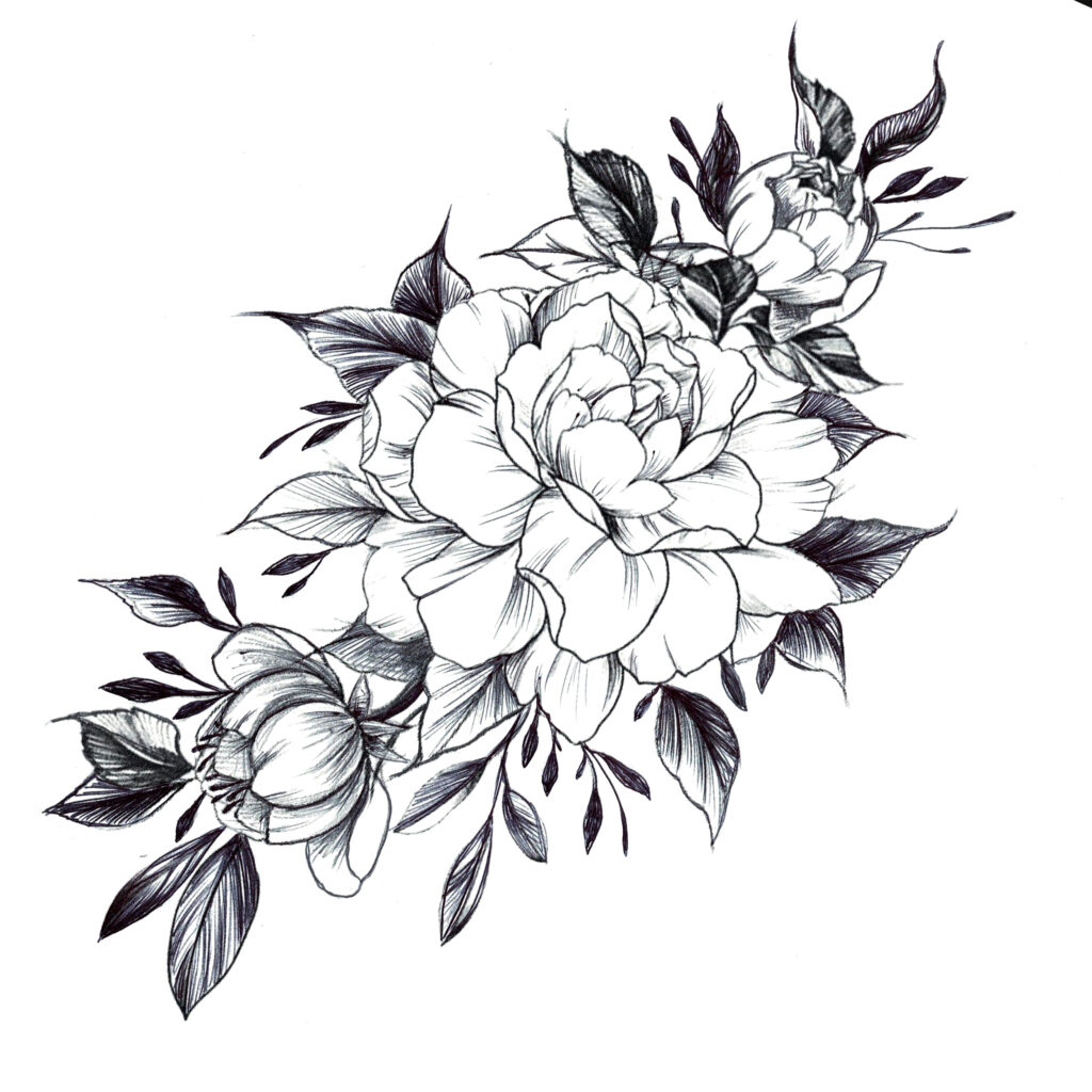 finelines  tattoo expert Zürich Altstetten minimalistic linework freehand flower